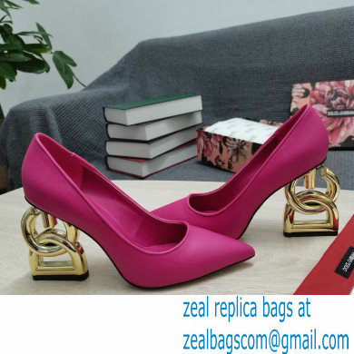 Dolce  &  Gabbana Heel 10.5cm Leather Pumps Fuchsia with DG Pop Heel 2021